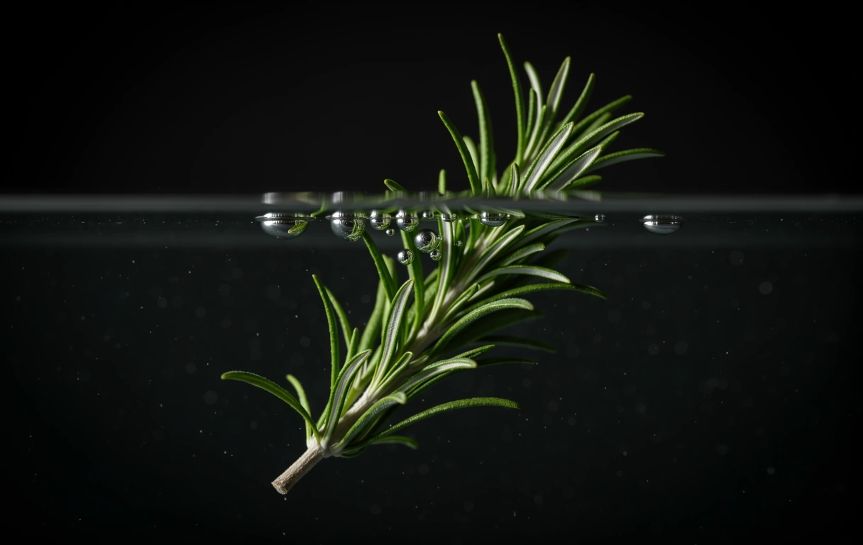 Rosmarinzweig im Wasser
