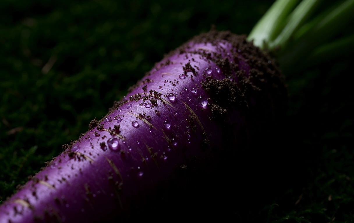 Nahaufnahme einer violetten Ur-Karotte